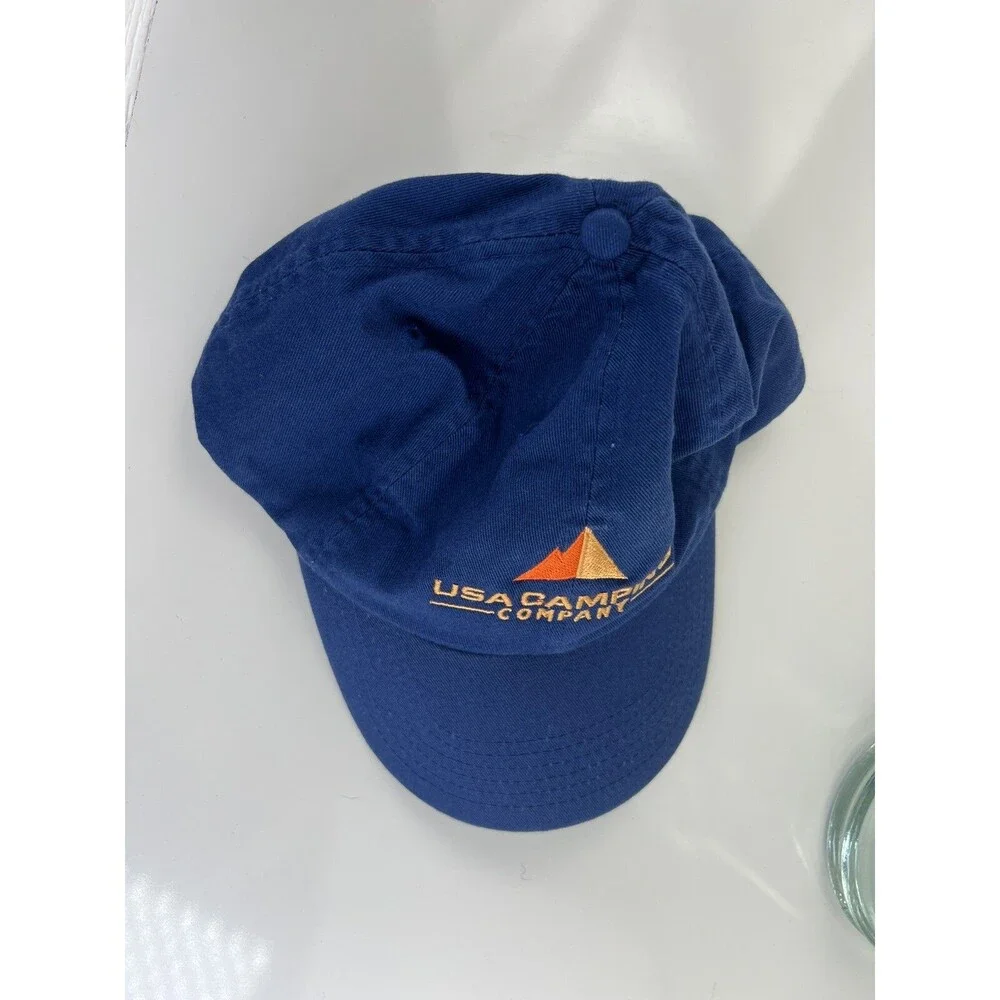 USA Camping Company Embroidered Baseball Hat Ball Cap Navy Blue Strapback
